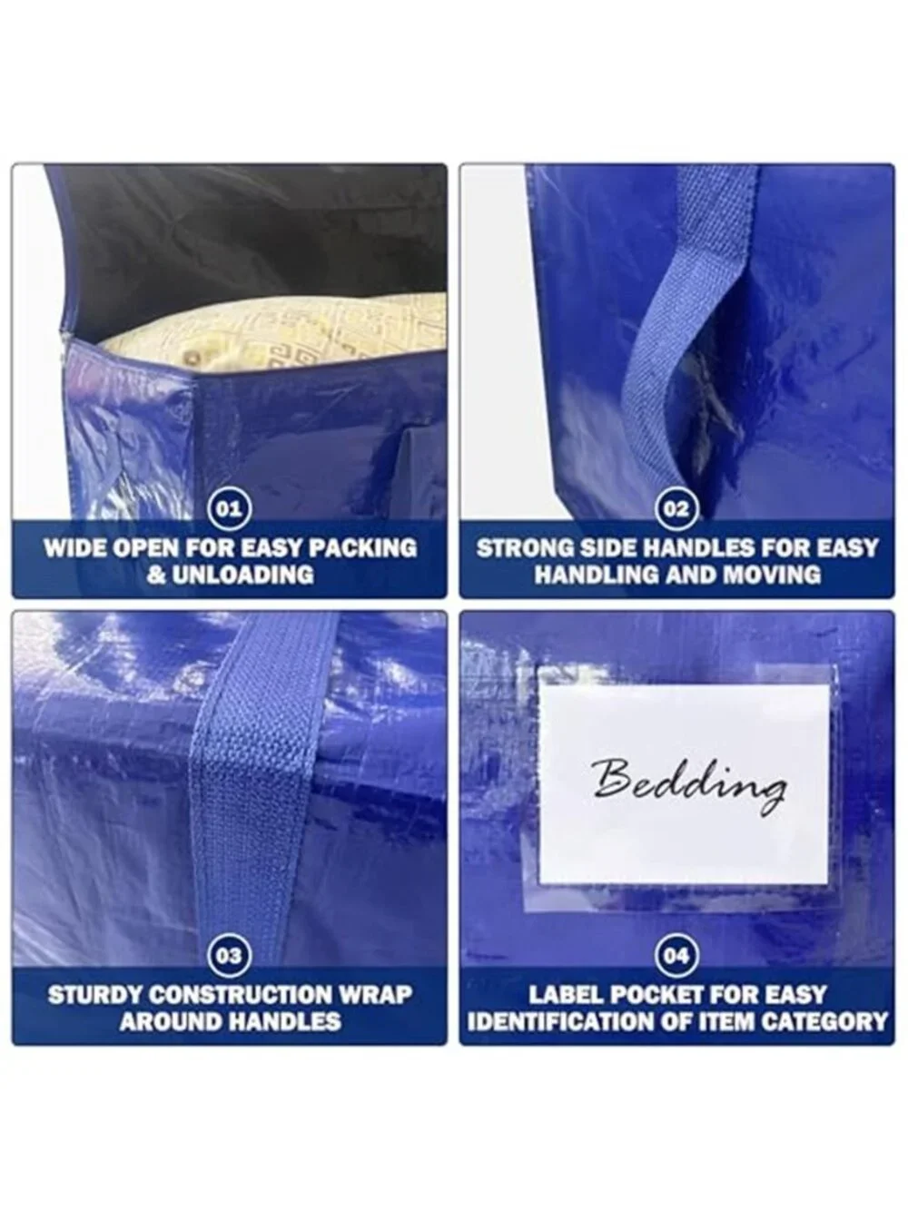 8 Pack Extra Heavy Duty Large Moving Bags with Strong Zipper & Carrying Handles